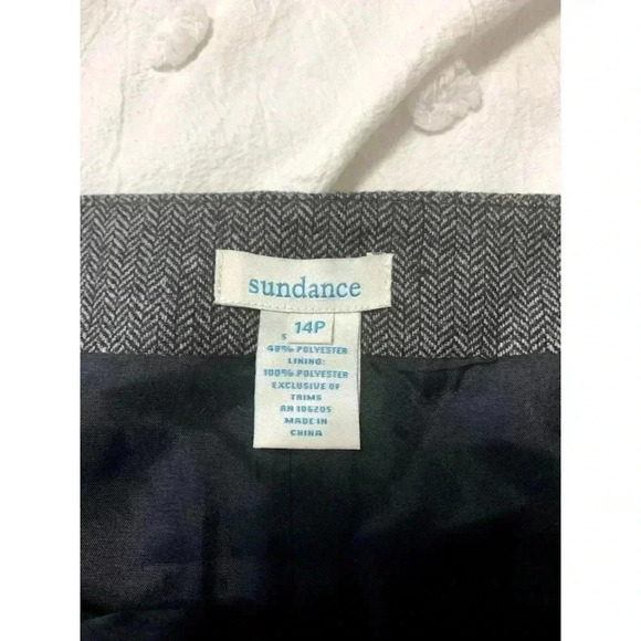 Sundance Mermaid Skirt 14p Gray Tweed Herringbone wool Lined Academia Career - Picture 6 of 9